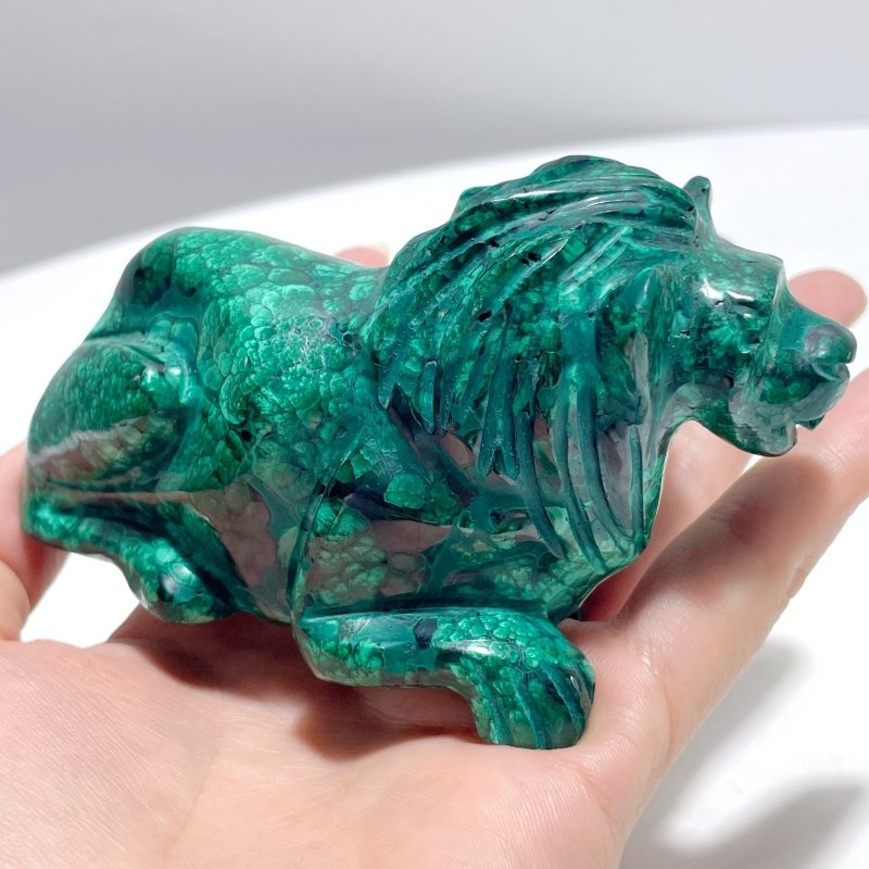 2 Pieces Unique Malachite Lion Carving - Wholesale Crystals