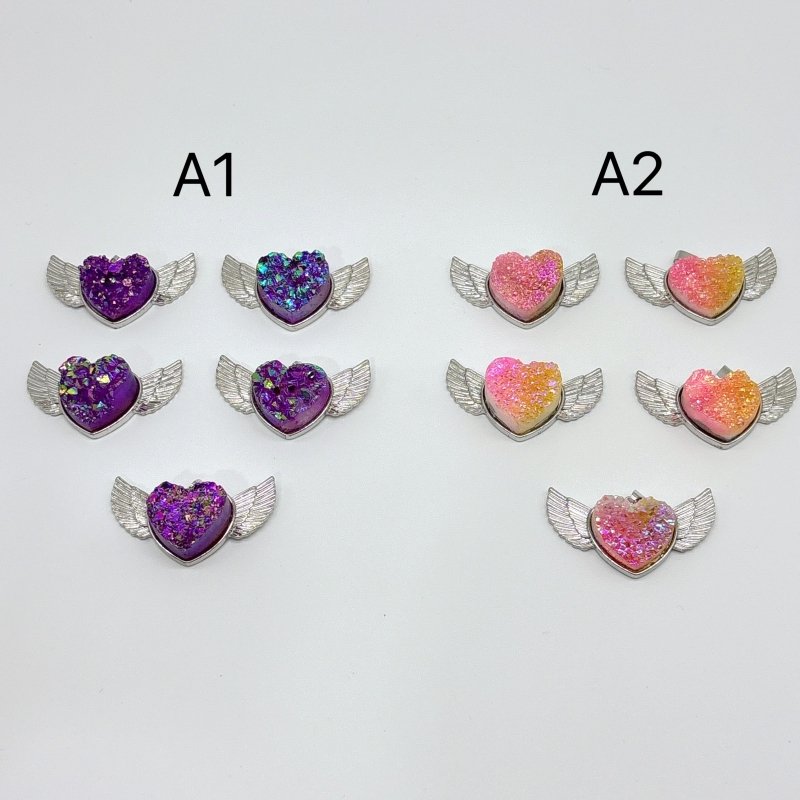 2 Types Aura Cluster Heart Wing Pendant Wholesale - Wholesale Crystals