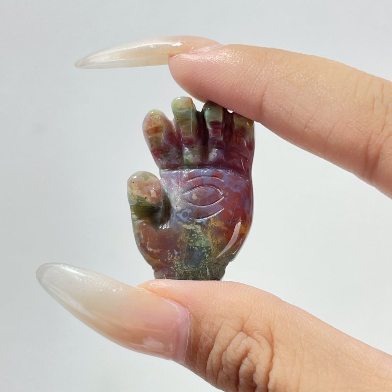 2 Types Hamsa Hand Of Fatima Carving Wholesale Rose Quarz Ocean Jasper - Wholesale Crystals