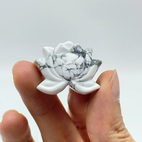 2 Types Lotus Flower Carving Wholesale Lepidolite Howlite -Wholesale Crystals