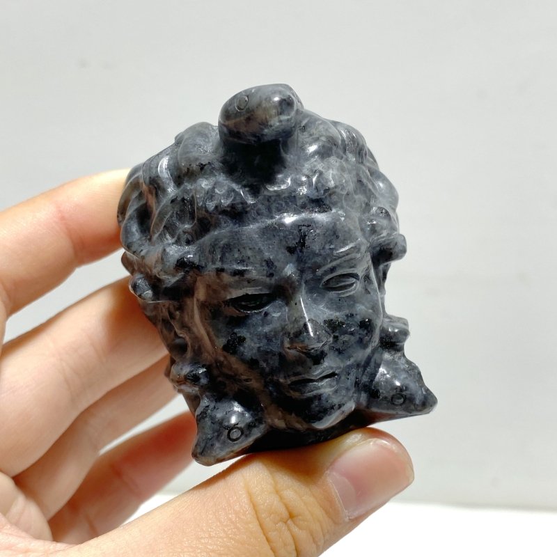 2 Types Medusa Carving Wholesale Garnet Larvikite - Wholesale Crystals