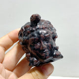 2 Types Medusa Carving Wholesale Garnet Larvikite - Wholesale Crystals