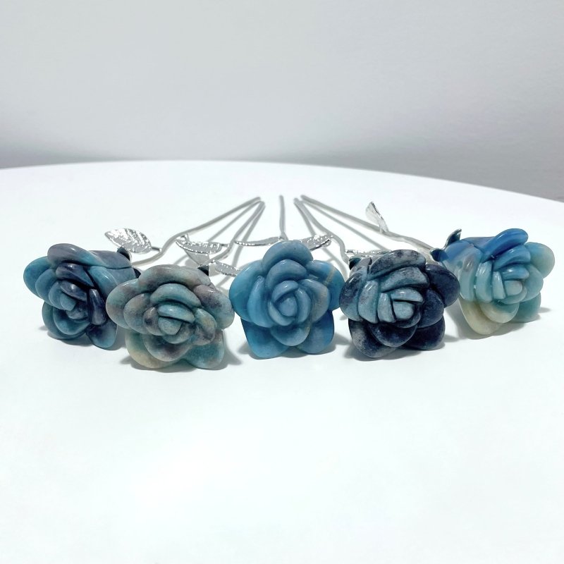 2 Types Trolleite Rose Flower Carving Wholesale #2 Shape - Wholesale Crystals