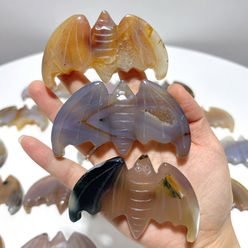 20 Pieces Agate Bat Carving Animal - Wholesale Crystals