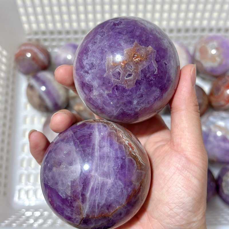 20 Pieces Amethyst Mixed Striped Agate Crystal Spheres - Wholesale Crystals