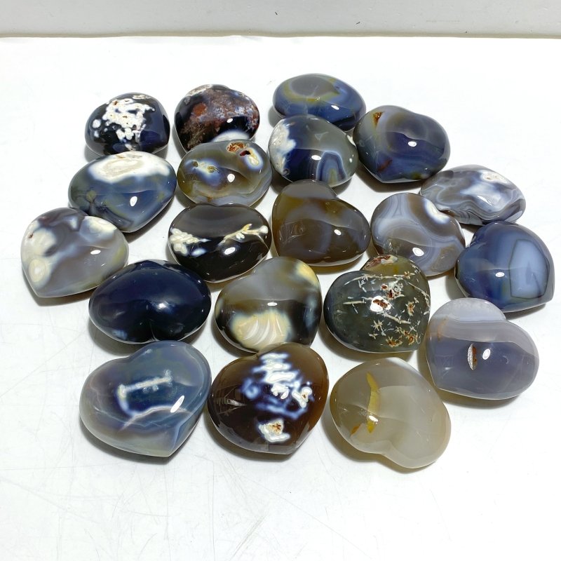 20 Pieces Black Orca Agate Heart 5 - Wholesale Crystals