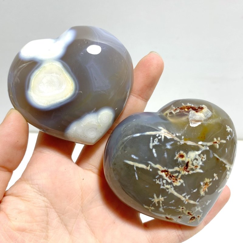 20 Pieces Black Orca Agate Heart 5 - Wholesale Crystals