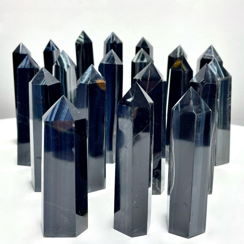 20 Pieces Fat Blue Tiger Eye Tower Points - Wholesale Crystals