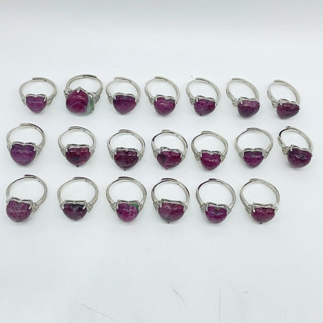 20 Pieces High Quality Ruby Zoisite Heart Shape Ring -Wholesale Crystals