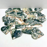 20 Pieces Large Geode Green & Pink Moss Agate Heart -Wholesale Crystals