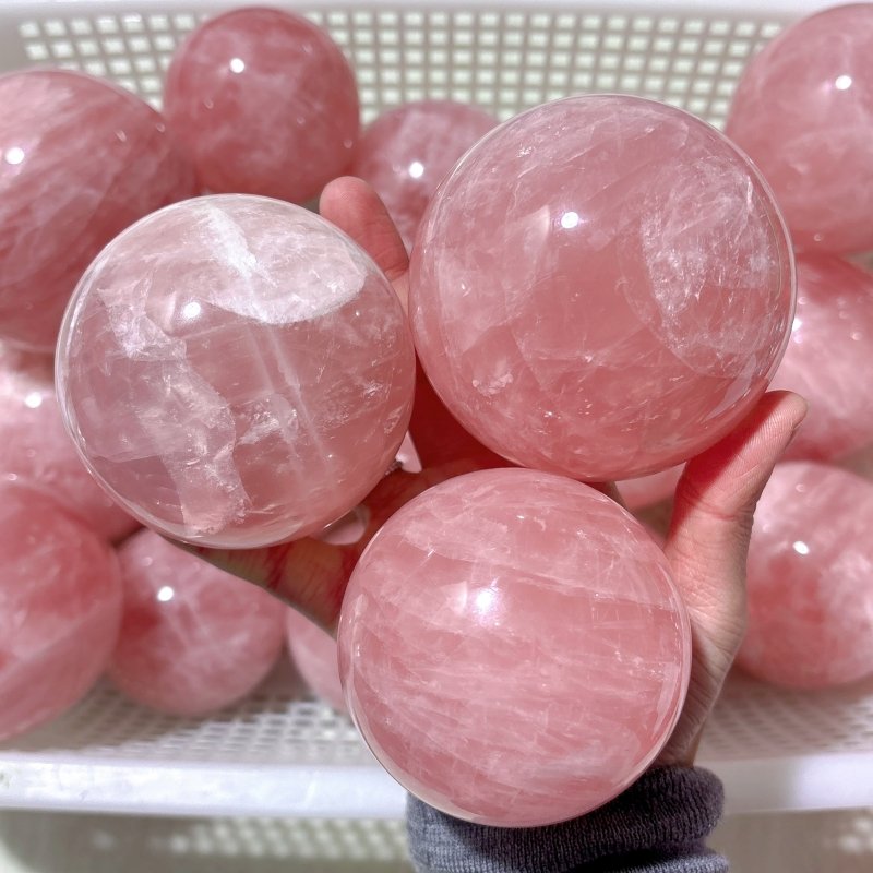 20 Pieces Madagascar Deep Pink Star Rose Quartz Spheres - Wholesale Crystals