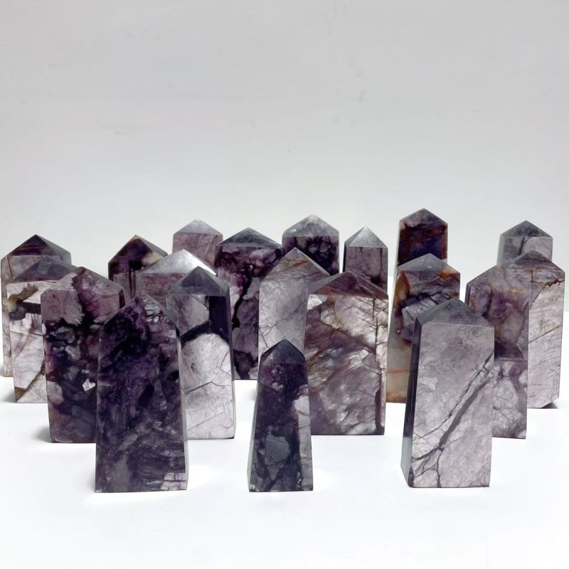 20 Pieces Purple Spark Lepidolite Four - Sided Tower - Wholesale Crystals