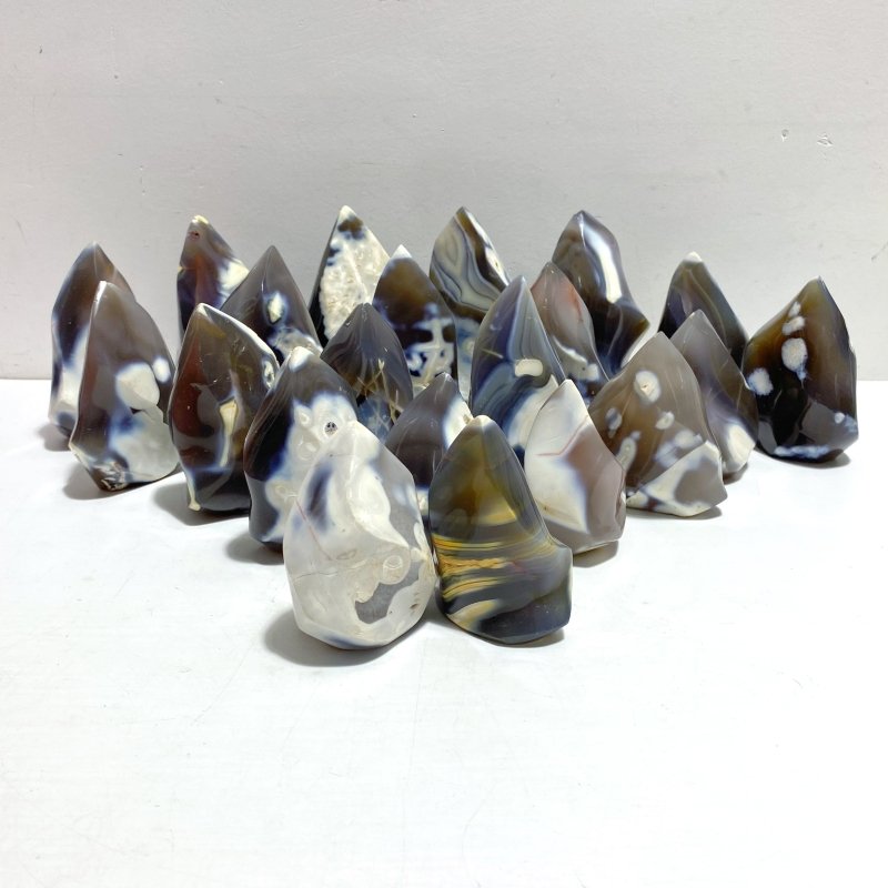 21 Pieces Black Orca Agate Flame Carving 2 - Wholesale Crystals