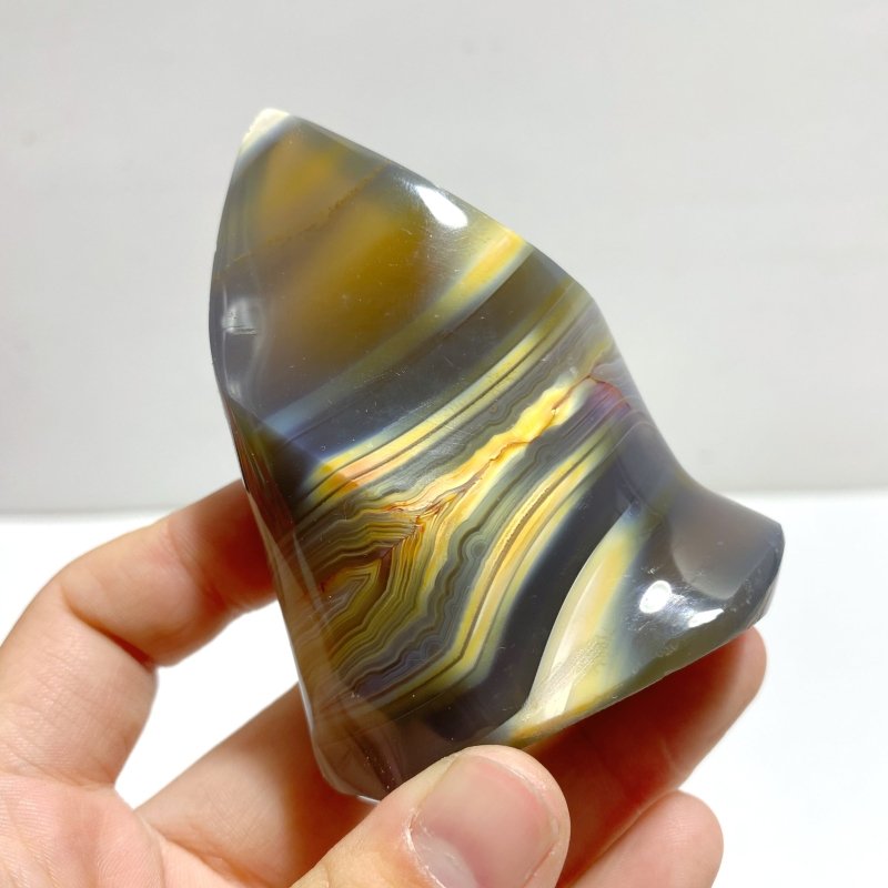 21 Pieces Black Orca Agate Flame Carving 2 - Wholesale Crystals