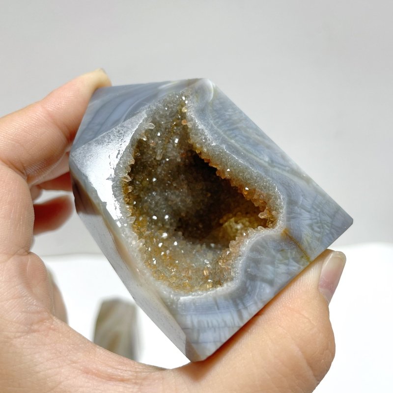 21 Pieces Geode Druzy Agate Four - sided Tower Point - Wholesale Crystals