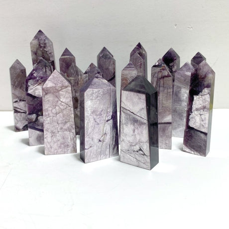 21 Pieces Purple Spark Lepidolite Four - Sided Tower - Wholesale Crystals