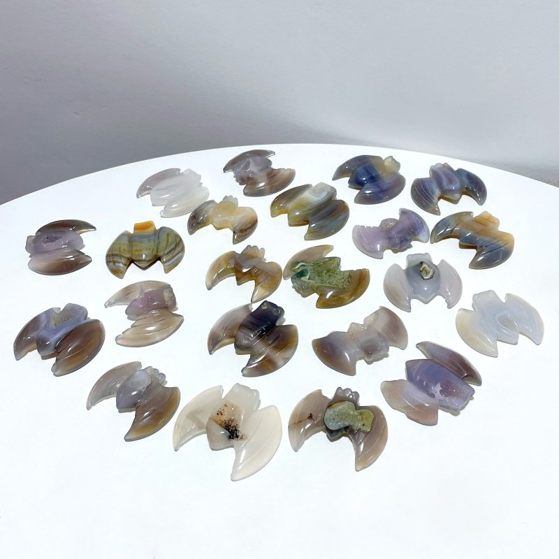 22 Pieces Beautiful Geode Druzy Agate Bat Carving - Wholesale Crystals