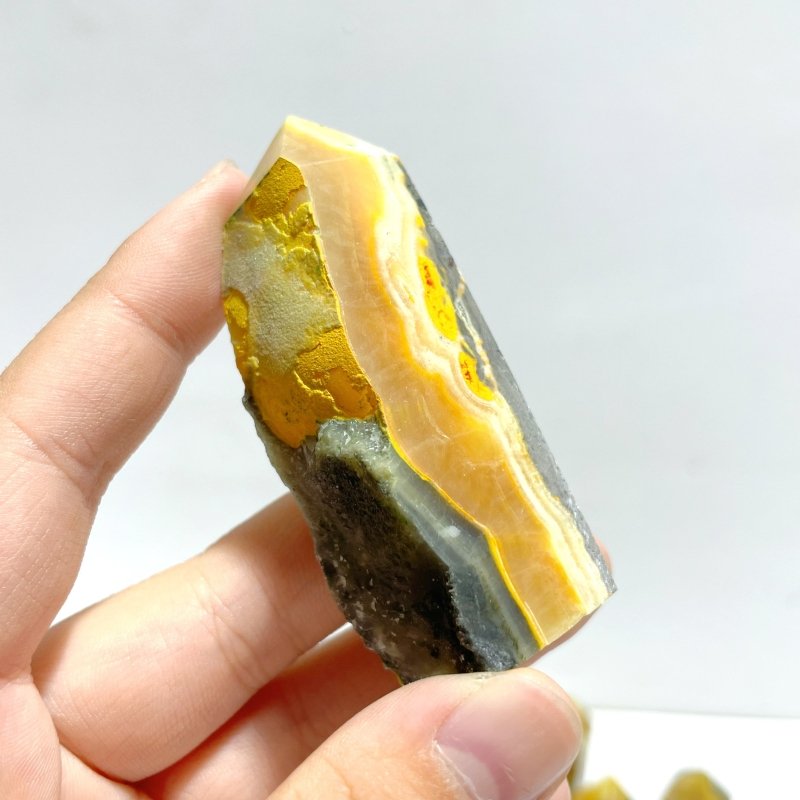 22 Pieces Deep Yellow Bumble Bee Jasper Raw Side Point - Wholesale Crystals