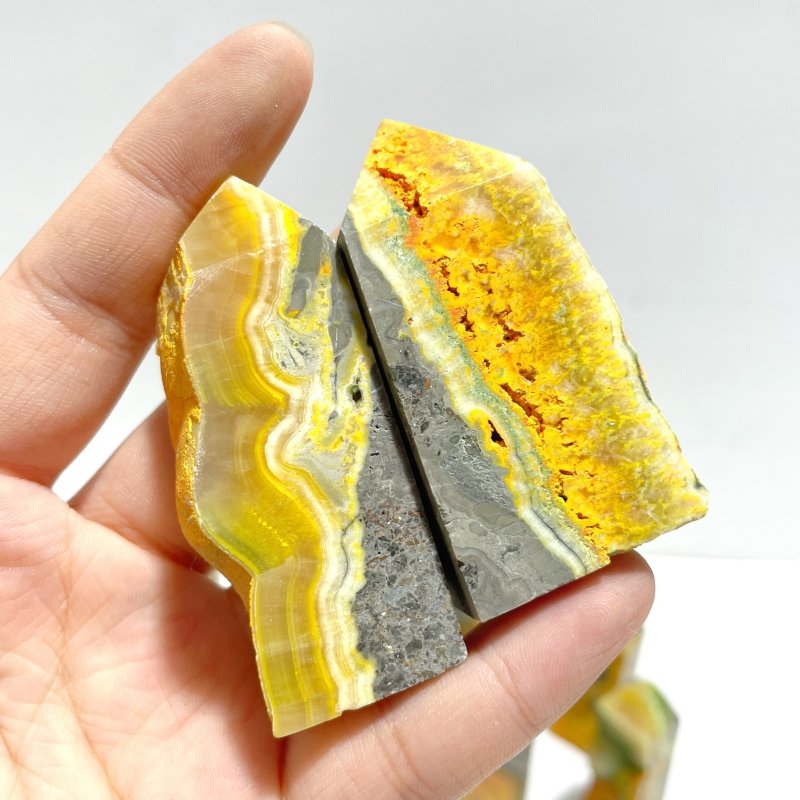 22 Pieces Deep Yellow Bumble Bee Jasper Raw Side Point - Wholesale Crystals