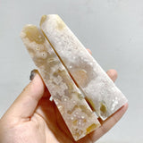 22 Pieces Geode Sakura Flower Agate Geode Four-Sided Points -Wholesale Crystals