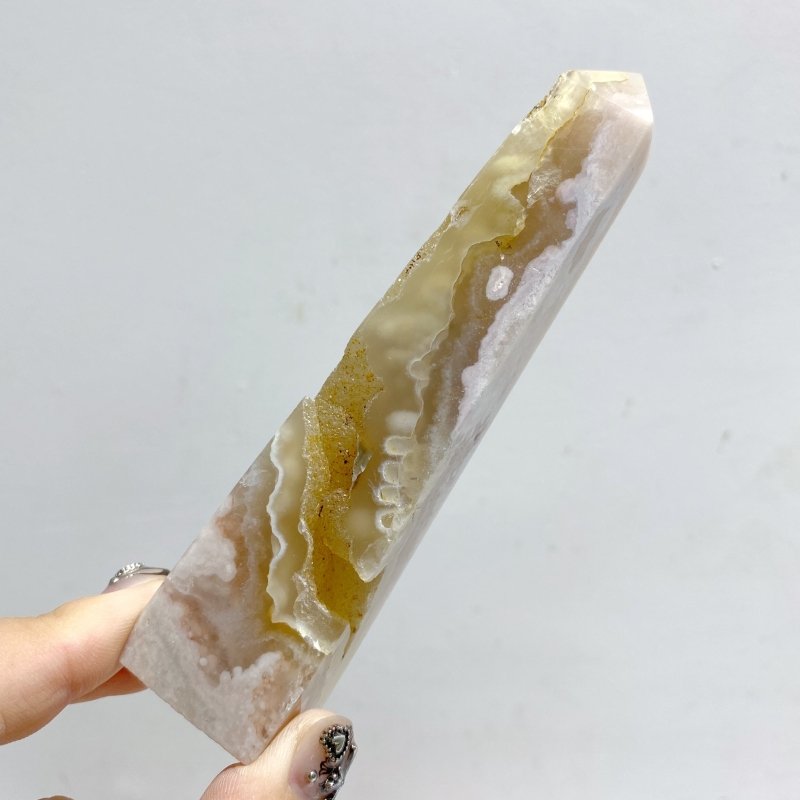 22 Pieces Geode Sakura Flower Agate Geode Four-Sided Points -Wholesale Crystals
