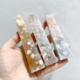 22 Pieces Geode Sakura Flower Agate Geode Four-Sided Points -Wholesale Crystals
