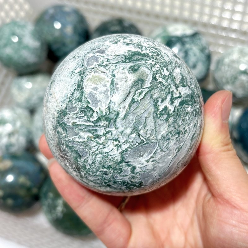 22 Pieces Moss Agate Spheres Clearance -Wholesale Crystals