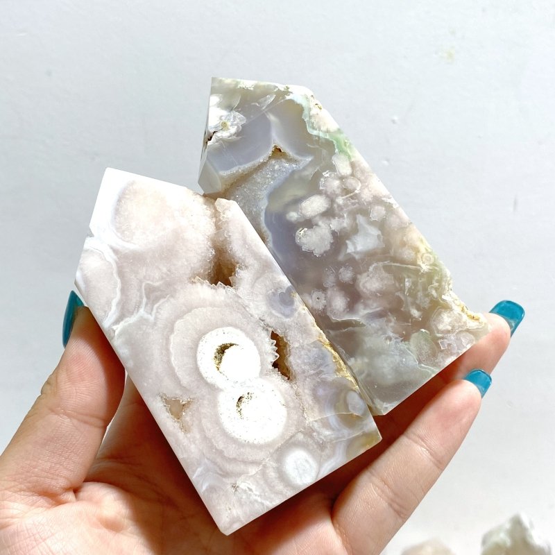23 Pieces Geode Sakura Flower Agate Tower Points - Wholesale Crystals