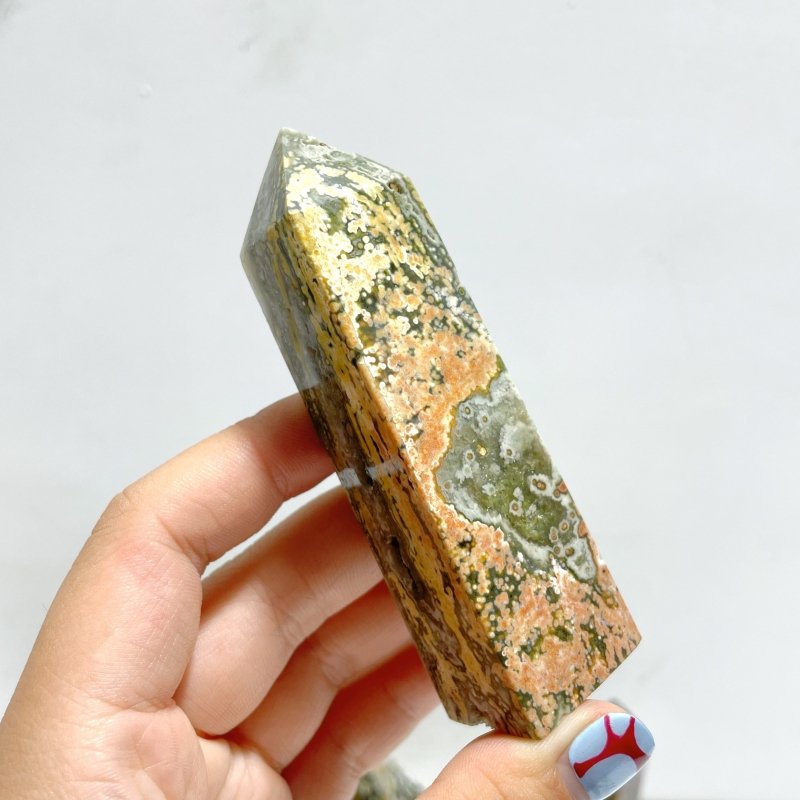 23 Pieces Ocean Jasper Four - sided Point 3 - Wholesale Crystals