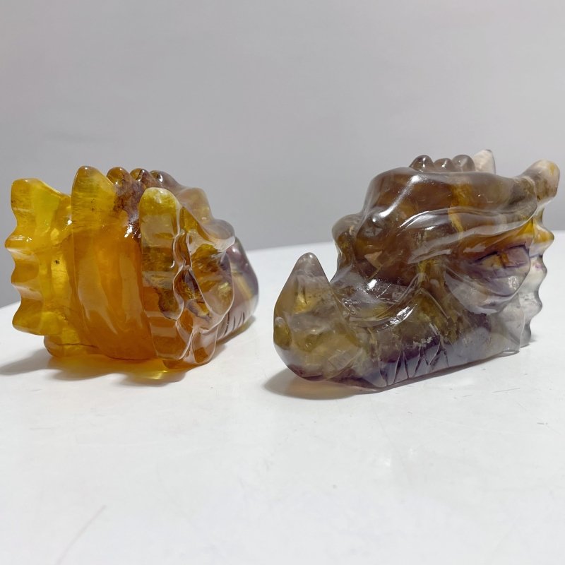 23 Pieces Rainbow Fluorite Dragon Head Carving - Wholesale Crystals