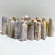 23 Pieces Sakura Flower Agate Four-Sided Tower Points -Wholesale Crystals