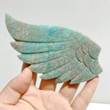 Amazonite Heart Wing Carving With Stand