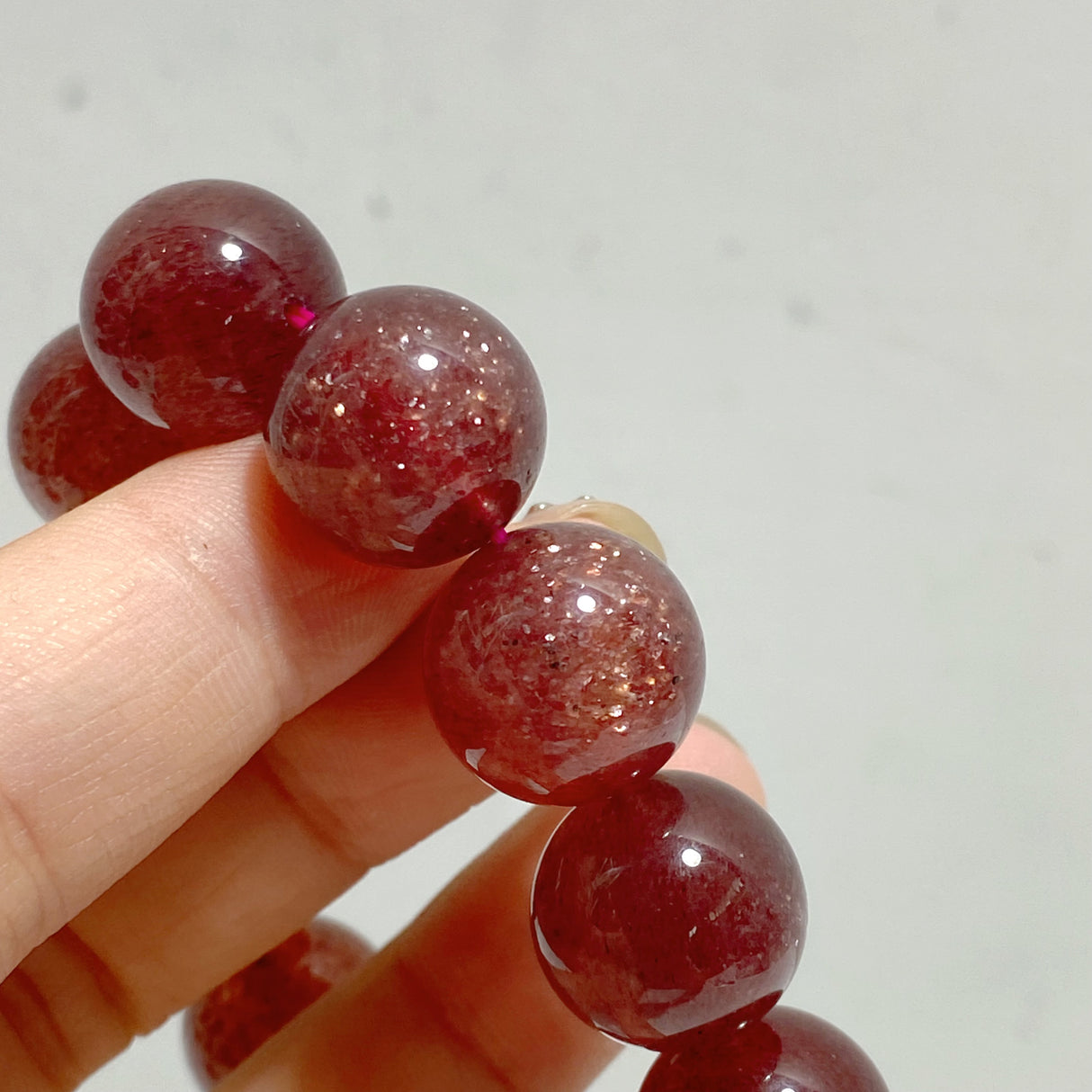 High Grade 15mm Spark Strawberry Quartz Bracelet
