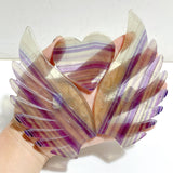 Symmetrical Fluorite Heart Wing Carving With Stand