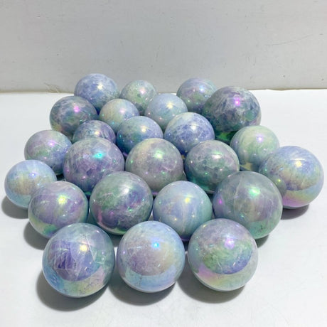 24 Pieces Aura Blue Calcite Spheres -Wholesale Crystals