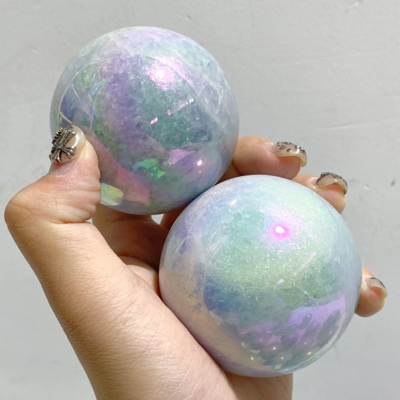 24 Pieces Aura Blue Calcite Spheres -Wholesale Crystals