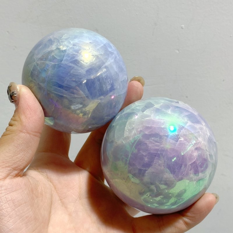 24 Pieces Aura Blue Calcite Spheres -Wholesale Crystals
