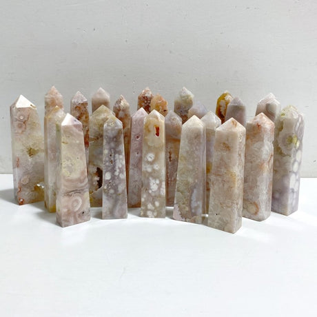 24 Pieces Geode Sakura Flower Agate Tower Points -Wholesale Crystals