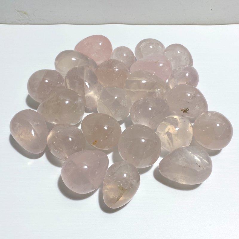 24 Pieces Six Star Line Rose Quartz Eggs With Rainbow - Wholesale Crystals