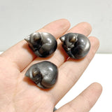 2.4cm Small Silver Sheen Obsidian Sleeping Cat Carving Wholesale - Wholesale Crystals