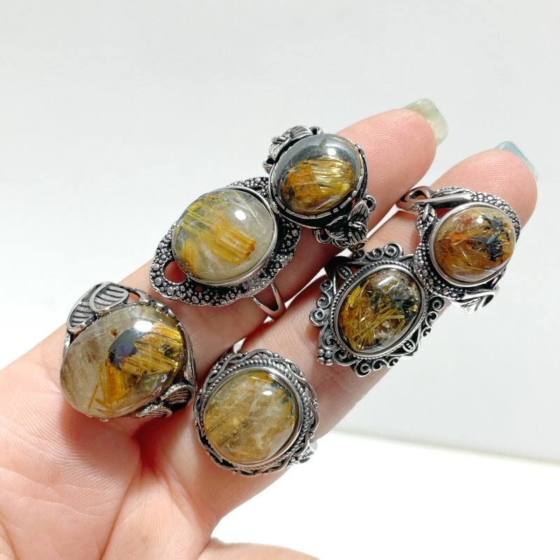 25 Pieces Beautiful Gold Rutile Quartz Different Styles Ring - Wholesale Crystals