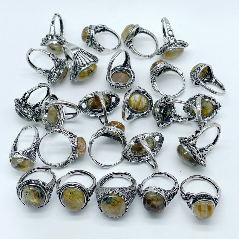 25 Pieces Beautiful Gold Rutile Quartz Different Styles Ring - Wholesale Crystals