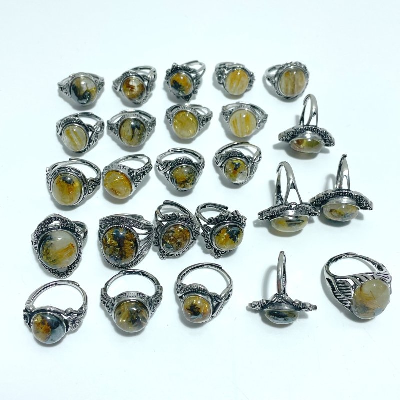 25 Pieces Beautiful Gold Rutile Quartz Different Styles Ring - Wholesale Crystals