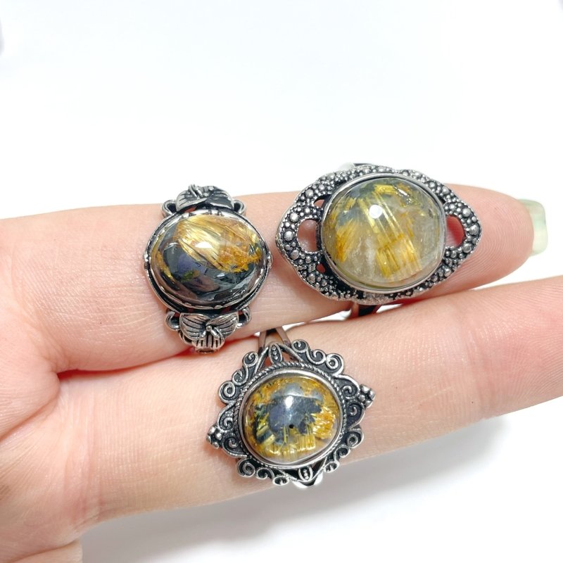 25 Pieces Beautiful Gold Rutile Quartz Different Styles Ring - Wholesale Crystals