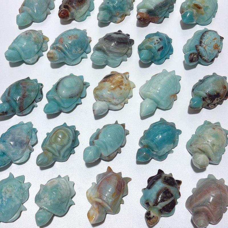 25 Pieces Caribbean Calcite Sea Turtle Carving - Wholesale Crystals