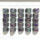 25 Pieces Colorful Fluorite Sugar Cube Ring - Wholesale Crystals