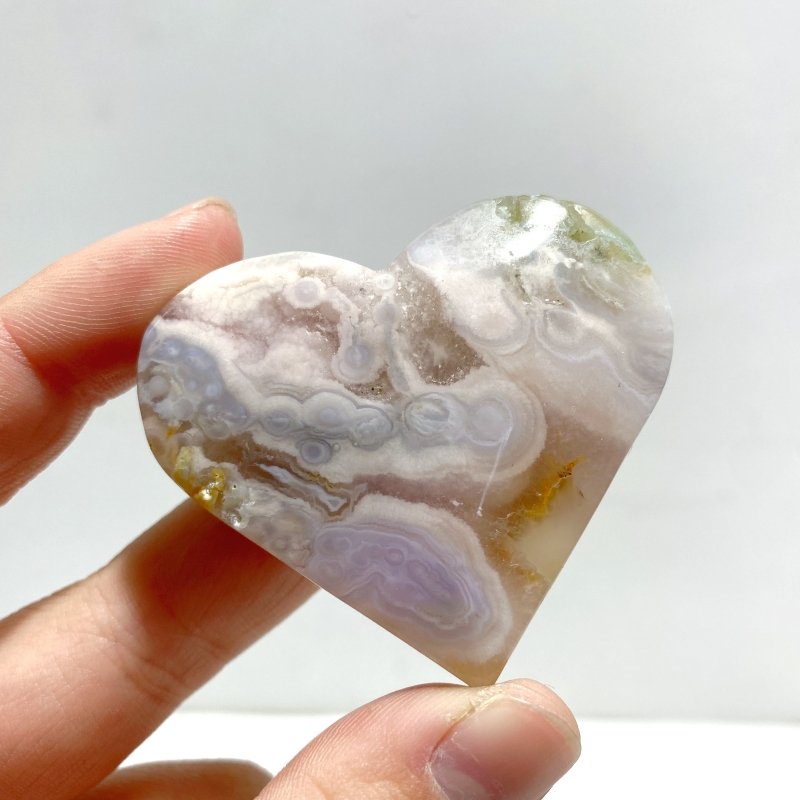 25 Pieces Geode Druzy Sakura Flower Agate Heart - Wholesale Crystals