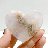 Amethyst Mixed Stripe Agate Heart Wing Carving With Stand