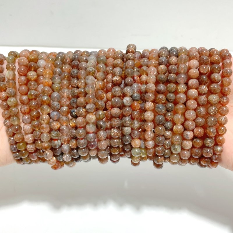 26 Pieces 7mm Sunstone Bracelets - Wholesale Crystals
