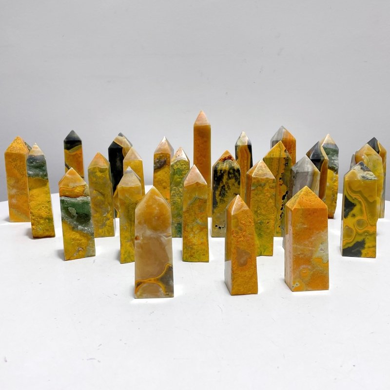 26 Pieces Deep Yellow Bumble Bee Jasper Raw Side Point - Wholesale Crystals